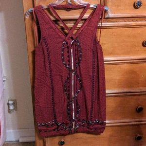 Free people burgundy sleeveless beaded dress